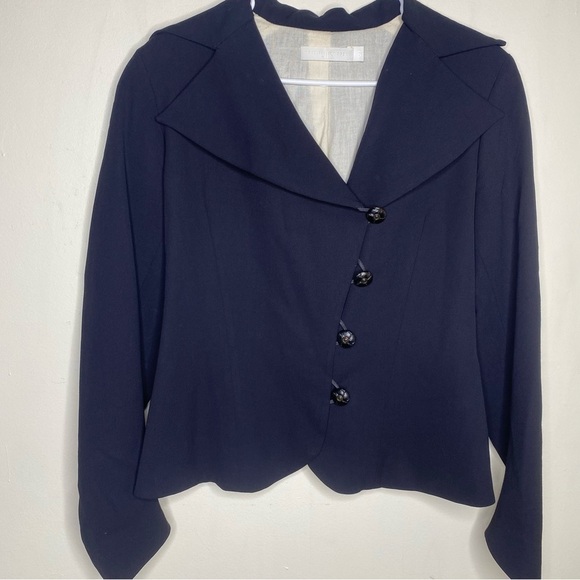 Trelise Cooper Designer Black Button Wool Blazer Size 6 - Picture 4 of 15